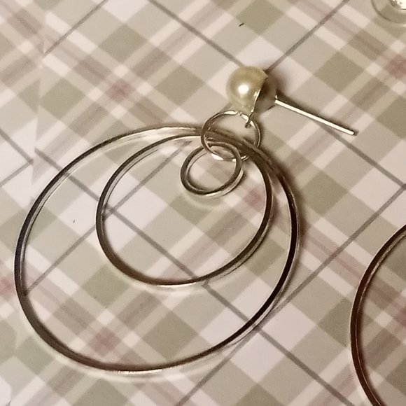 Home made/handmade Metal Stud Earrings with Metal Hoops Silver Tone #66 - Picture 9 of 9